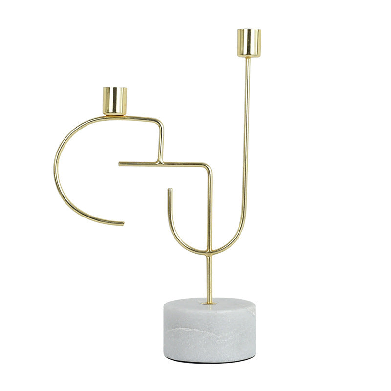 Marble Terrazzo Candle Pedestal | Modern Minimalist Metal & Stone Candle Stand | Decorative Display Accent for Pillars & Jar Candles