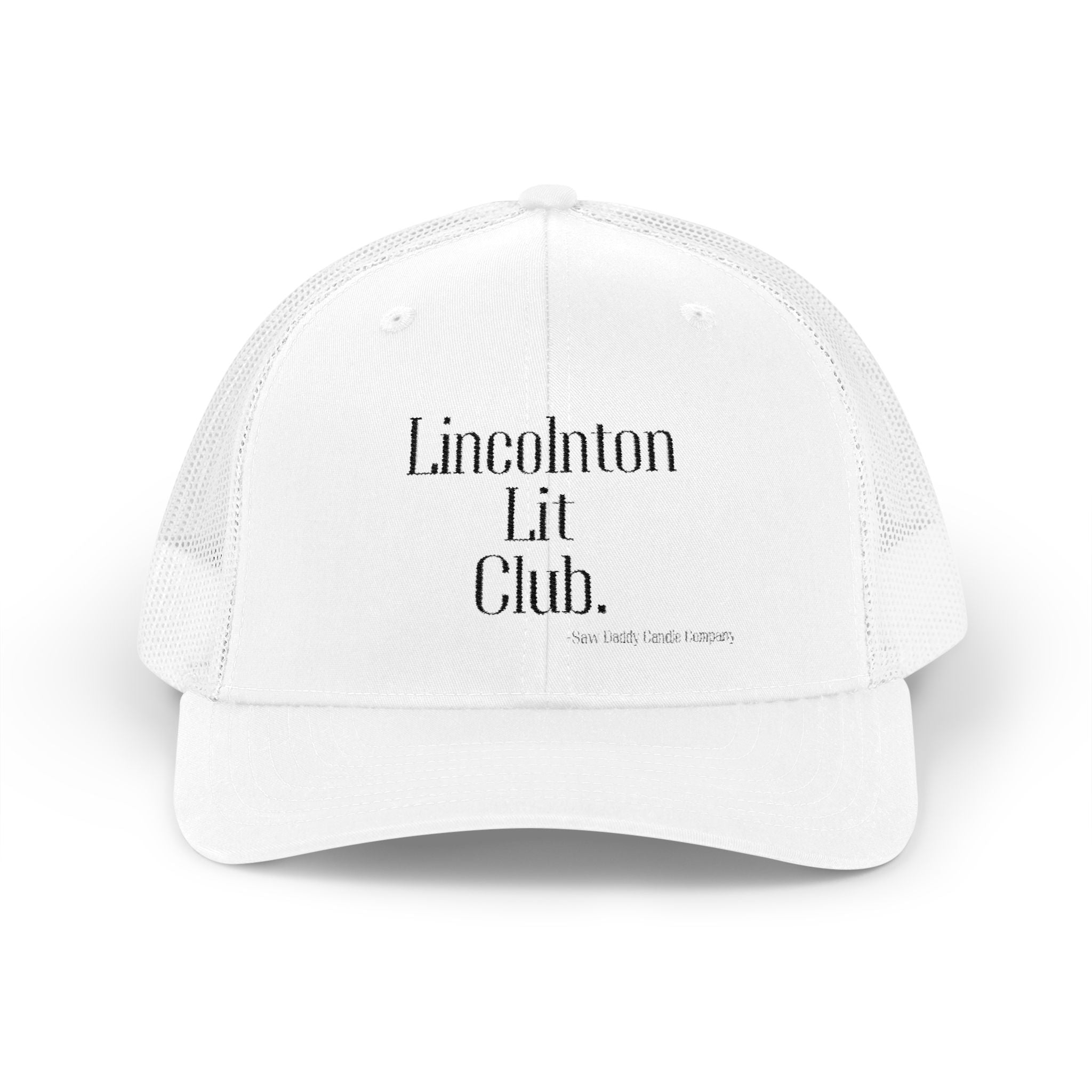 Lincolnton Lit Club | White Trucker Hat | Saw Daddy Candle Company
