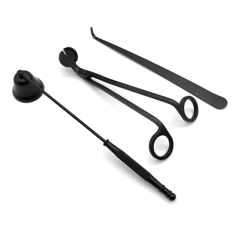Black Candle Care Tool Set | Wick Trimmer, Snuffer & Hook | 4-Piece Luxury Candle Maintenance Kit for Clean, Even Burns