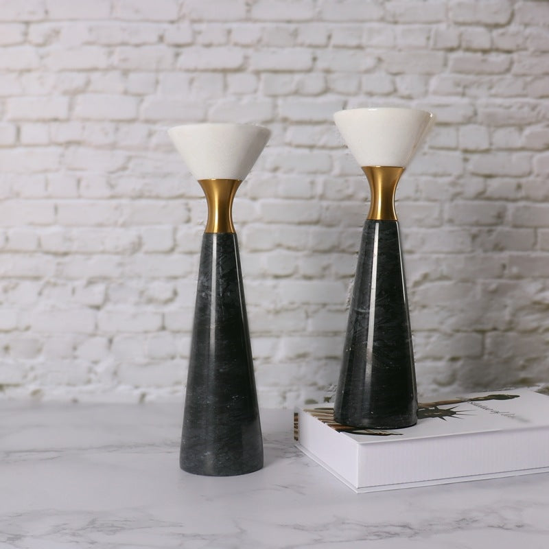 Natural Marble Candle Pedestal | Modern Stone Candle Stand for Pillars & Tapers | Elegant Home Décor Accent