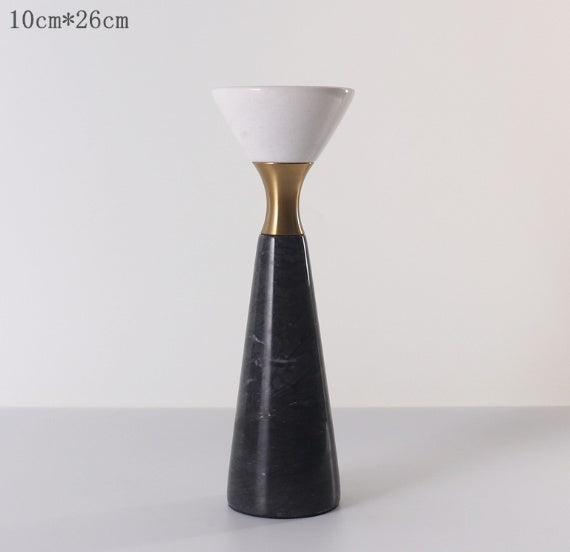 Natural Marble Candle Pedestal | Modern Stone Candle Stand for Pillars & Tapers | Elegant Home Décor Accent