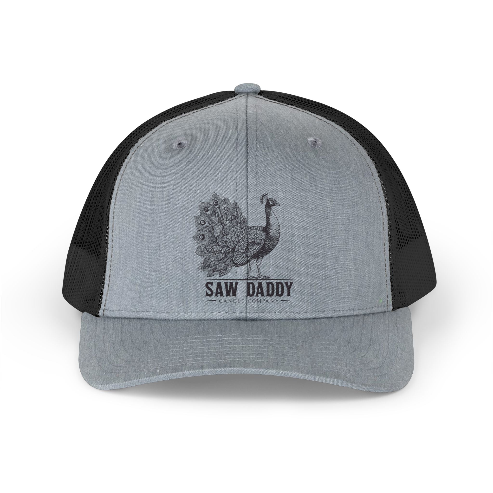 Saw Daddy Signature Peacock Trucker Hat | White Mesh Snapback | Luxury Western Streetwear
