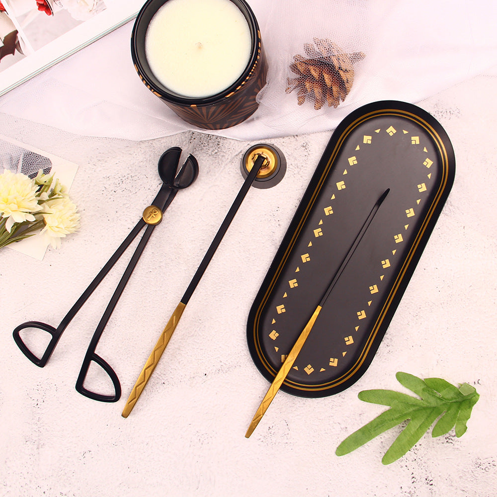 Antique Egyptian Candle Care Kit | Vintage Wick Trimmer, Snuffer & Dipper Set | Ornamental 3-Piece Candle Ritual Tools